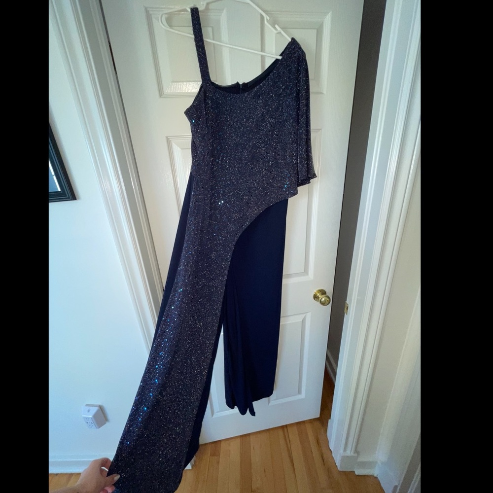 Navy sparkly plus size jumpsuit New Years/wedding/special event/party dress